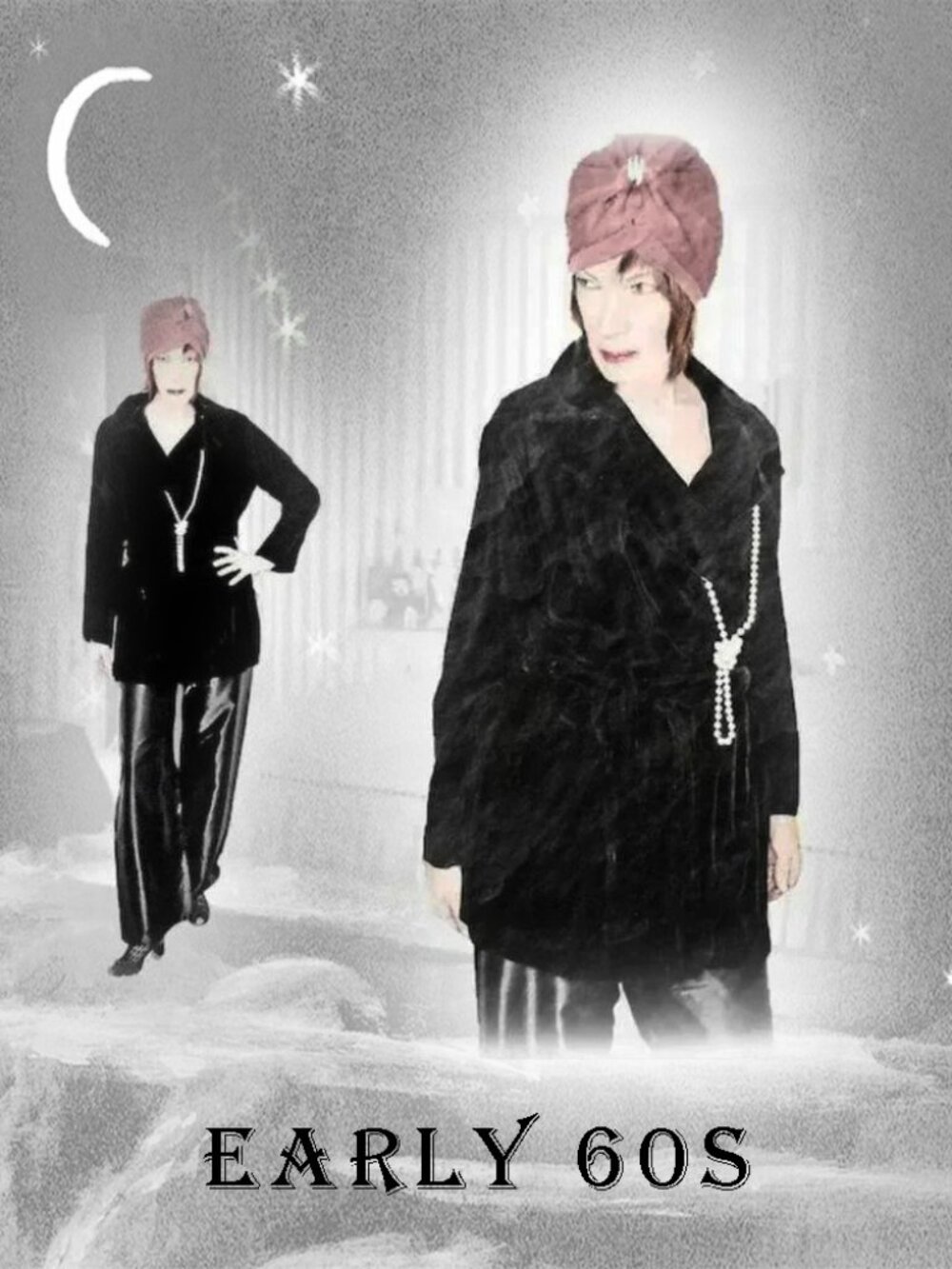 Black Velvet Long Jacket Lounger, Mini Dress? 60s Vintage Romantic Goth 40s Vibe